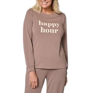AnyBody Women's Cozy Knit Message Top Smokey Taupe - Regular